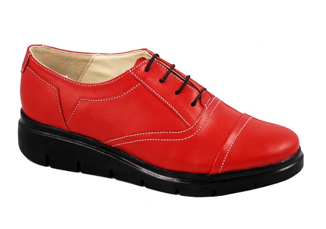 Pantofi dama rosii din piele naturala, cu platforme RUT2R